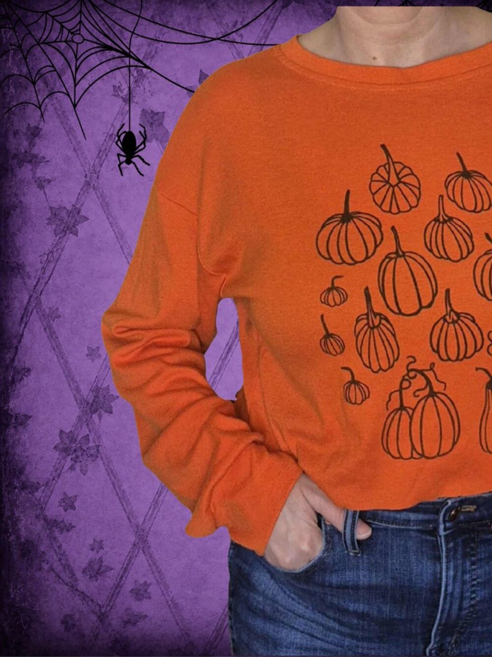 Fairy Fashion ππ§ββοΈ Pumpkin Orange Cropped Long Sleeve T-Shirt Sz Large